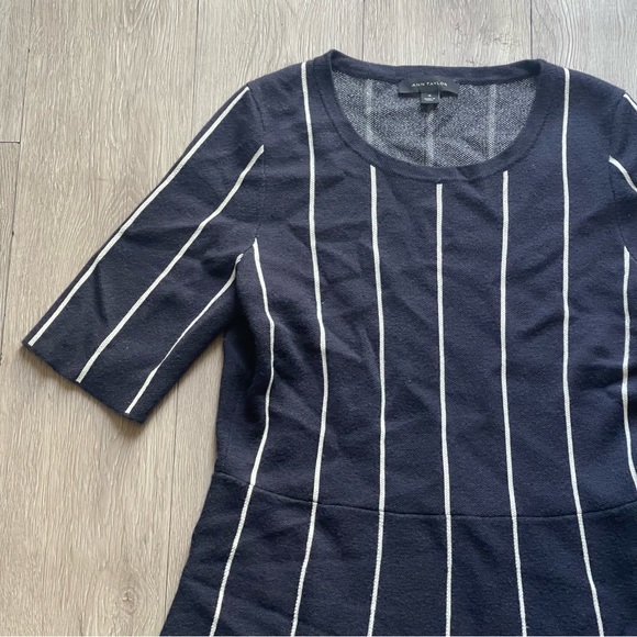 Ann Taylor Navy and White Striped Sweater Dress size M - Picture 2 of 5